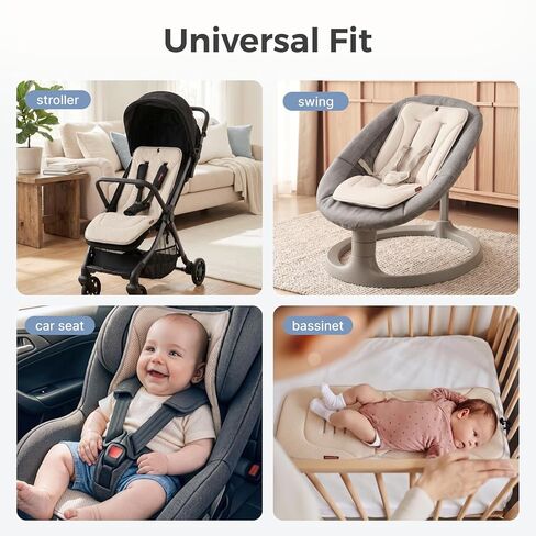 Momcozy Reversible Stroller Seat Liner, Water-Resistant & Easy Clean Side, Breathable & Comfortable Mesh Side, Universal 3-Hole Adjustable Design, All-Season Cushion Pad for Strollers, Carriages in Kuwait