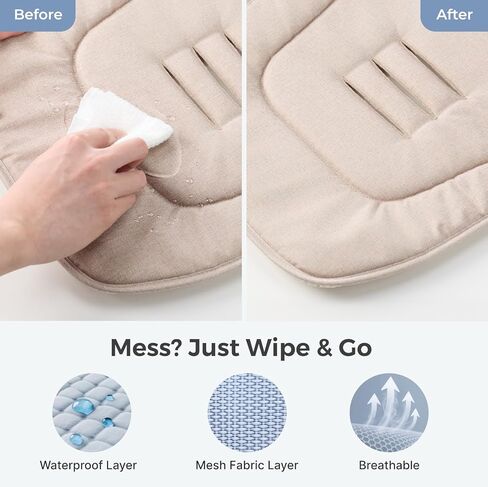 Momcozy Reversible Stroller Seat Liner, Water-Resistant & Easy Clean Side, Breathable & Comfortable Mesh Side, Universal 3-Hole Adjustable Design, All-Season Cushion Pad for Strollers, Carriages in Saudi Arabia
