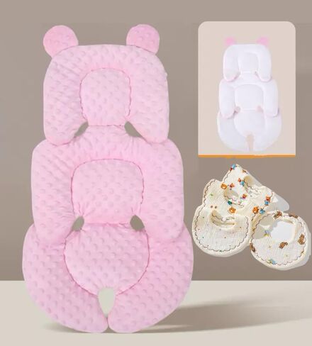 Child Carriage Pad，Universal Soft Baby Car Seat Insert Pad，Mesh Liner for Stroller ，Car Seat, High Chair, Bassinet(Randomly Gifted with a Drool Towel as a Gift for The Baby) (Pink) in Saudi Arabia
