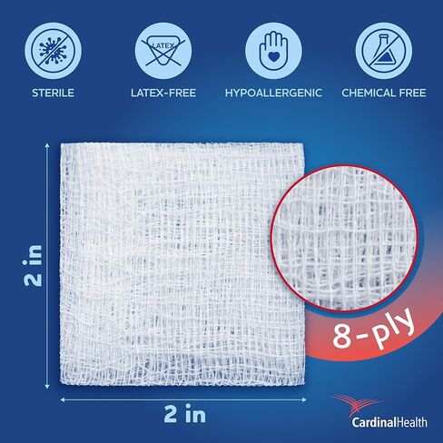 Covidien 1806 Curity Gauze Sponge, Sterile 2's in Peel-Back Package, 2" x 2", 8-ply (Pack of 100) in Kuwait