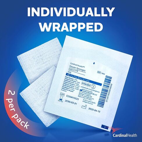 Covidien 1806 Curity Gauze Sponge, Sterile 2's in Peel-Back Package, 2" x 2", 8-ply (Pack of 100) in Kuwait