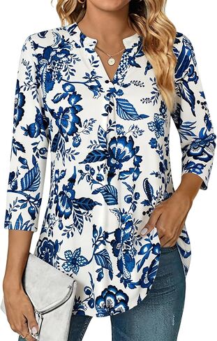 BEPEI Womens Tops Dressy Casual 3/4 Sleeve Blouses V Neck Business Work Shirts in Kuwait