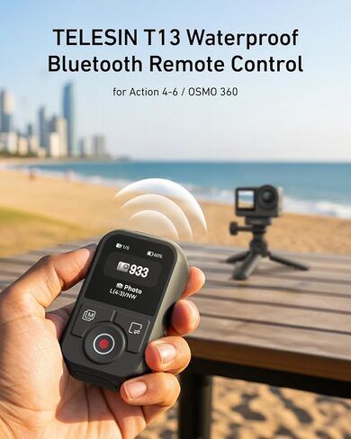 TELESIN T13 Bluetooth Waterproof Remote for DJI Osmo Action 6 5 Pro 4 & Osmo 360, 1.4'' HD Color Screen, 50m Wireless Control, One-Press Wake & Shooting, 8-Hour Battery with Adjustable Wrist Strap in Kuwait
