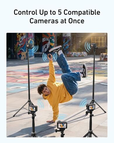 TELESIN T13 Bluetooth Waterproof Remote for DJI Osmo Action 6 5 Pro 4 & Osmo 360, 1.4'' HD Color Screen, 50m Wireless Control, One-Press Wake & Shooting, 8-Hour Battery with Adjustable Wrist Strap in Kuwait