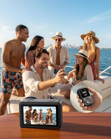TELESIN T13 Bluetooth Waterproof Remote for DJI Osmo Action 6 5 Pro 4 & Osmo 360, 1.4'' HD Color Screen, 50m Wireless Control, One-Press Wake & Shooting, 8-Hour Battery with Adjustable Wrist Strap in Kuwait