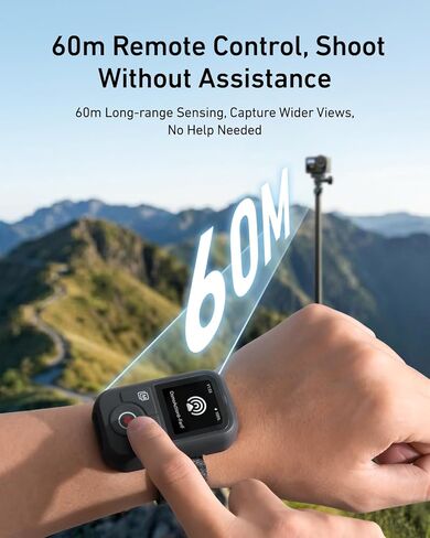 TELESIN T13 Bluetooth Waterproof Remote for DJI Osmo Action 6 5 Pro 4 & Osmo 360, 1.4'' HD Color Screen, 50m Wireless Control, One-Press Wake & Shooting, 8-Hour Battery with Adjustable Wrist Strap in Kuwait