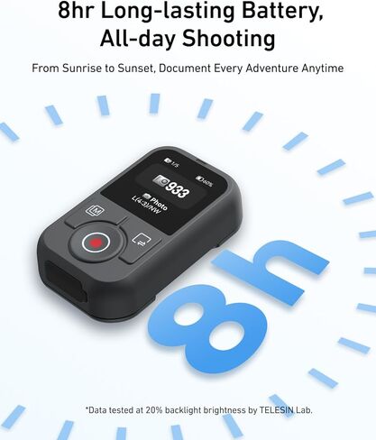 TELESIN T13 Bluetooth Waterproof Remote for DJI Osmo Action 6 5 Pro 4 & Osmo 360, 1.4'' HD Color Screen, 50m Wireless Control, One-Press Wake & Shooting, 8-Hour Battery with Adjustable Wrist Strap in Kuwait