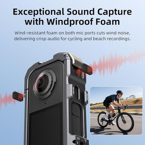 قفص لملحقات الهواء Insta360 X4، حافظة واقية من سبائك الألومنيوم لـ Insta 360 X4 Air مع إطلاق سريع، وواقي هواء مدمج للميكروفون، وحذاء بارد مزدوج وفتحة لولبية 1/4 بوصة، مع غطاء حماية للعدسة من السيليكون in Kuwait