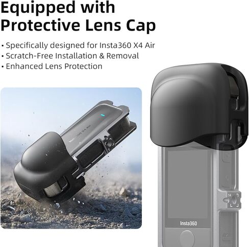 قفص لملحقات الهواء Insta360 X4، حافظة واقية من سبائك الألومنيوم لـ Insta 360 X4 Air مع إطلاق سريع، وواقي هواء مدمج للميكروفون، وحذاء بارد مزدوج وفتحة لولبية 1/4 بوصة، مع غطاء حماية للعدسة من السيليكون in Kuwait