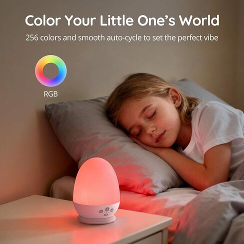 JolyWell Night Light for Kids, Baby Night Light with Sound Machine, RGB Egg Night Light for Nursery, Stepless Dimming, Touch Control, Night Lamp for Kids Bedroom, Safe & Harmless, Eye-Caring in Saudi Arabia