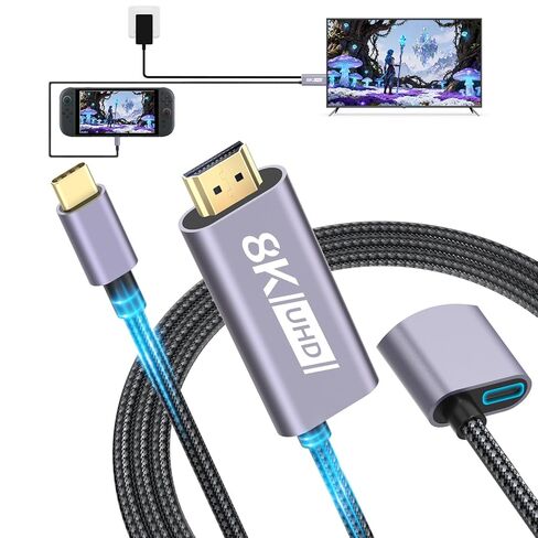 كابل Switch 2 Dock HDMI 8K@60 هرتز 4K@240 هرتز/120 هرتز/60 هرتز، HDMI 2.1 و48 جيجابت في الثانية، شحن 100 واط PD USB C، HDR 10+، USB3.2، محطة إرساء تلفزيون صغيرة محمولة والسفر، محول HDMI متوافق مع Nintendo Switch 2/OLED/1 in Kuwait