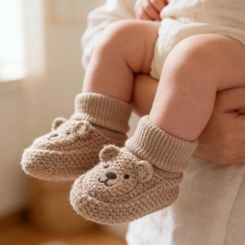 Newborn Baby Boys Girls Cozy Warm Booties Infant Cute Cartoon Knit Soft Socks Shoes for Baby Shower. in Saudi Arabia