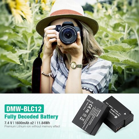 FirstPower DMW-BLC12 DMW-BLC12PP Battery and Dual Slot Charger for Panasonic Lumix G7, G85, G95, FZ1000, FZ1000 II, GH2, G5, G6, GX8, FZ200, FZ300, FZ2500 Camera in Kuwait