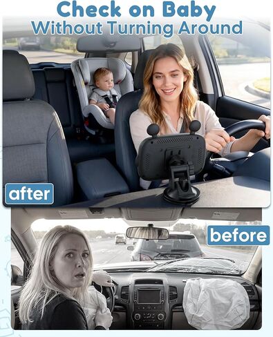 HD 1080P Day& Night Vision Car Seat Camera - Easy to Install 150° Wide Angle Baby Car Camera for Full Backseat View - Brightness Adjustment Monitor Fits Most Cars,SUVs,Trucks in Kuwait