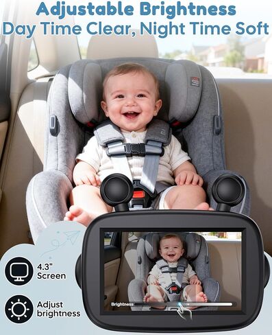HD 1080P Day& Night Vision Car Seat Camera - Easy to Install 150° Wide Angle Baby Car Camera for Full Backseat View - Brightness Adjustment Monitor Fits Most Cars,SUVs,Trucks in Kuwait