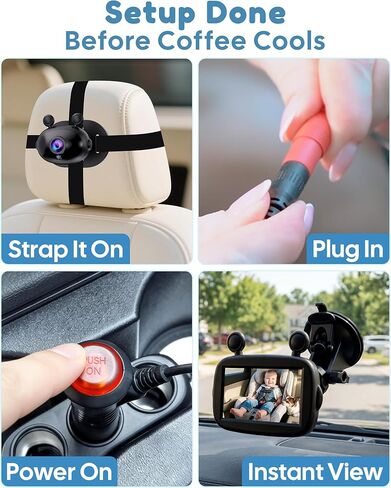 HD 1080P Day& Night Vision Car Seat Camera - Easy to Install 150° Wide Angle Baby Car Camera for Full Backseat View - Brightness Adjustment Monitor Fits Most Cars,SUVs,Trucks in Kuwait
