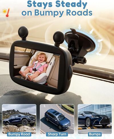 HD 1080P Day& Night Vision Car Seat Camera - Easy to Install 150° Wide Angle Baby Car Camera for Full Backseat View - Brightness Adjustment Monitor Fits Most Cars,SUVs,Trucks in Kuwait