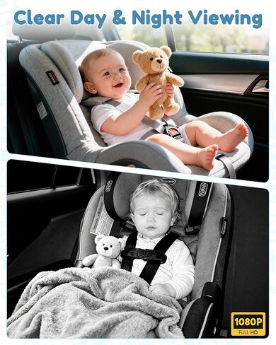 HD 1080P Day& Night Vision Car Seat Camera - Easy to Install 150° Wide Angle Baby Car Camera for Full Backseat View - Brightness Adjustment Monitor Fits Most Cars,SUVs,Trucks in Kuwait