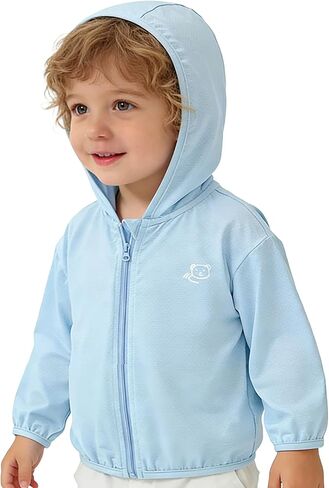 Toddlers-Baby Sun-Jacket UV-Protection-Hoodie Long-Sleeve Zip Cooling-Lightweight Summer-Coat for Boys Girls in Kuwait
