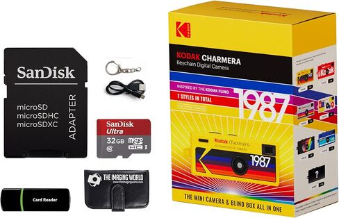 Kodak Charmera Key Chain Digital Camera (Random Style Blind Box) with 32 GB Micro SDHC Card and Reader, Memory Card Wallet Bundle in Kuwait
