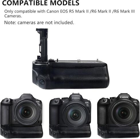 مقبض بطارية R5 Mark II يحل محل BG-R20، متوافق مع كاميرات Canon EOS R6 Mark III /R6 Mark II /R5 Mark II، يمكن أن يستوعب بطاريتين ليثيوم أيون LP-E6/N/NH قابلة لإعادة الشحن للتصوير طويل الأمد. in Kuwait