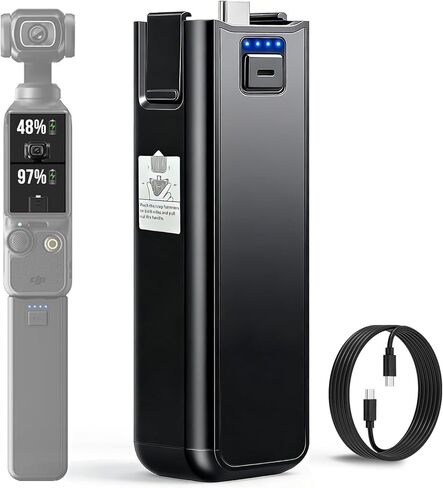 مقبض بطارية شحن سريع 5000 مللي أمبير في الساعة لجيب DJI Osmo Pocket 3 ملحقات مقابض بطارية لـ Xtra Muse، يدعم أجهزة الصوت الخارجية، ونقل البيانات ويتميز بخيط محجوز 1/4 بوصة in Kuwait