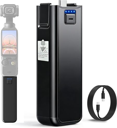 مقبض بطارية شحن سريع 5000 مللي أمبير في الساعة لجيب DJI Osmo Pocket 3 ملحقات مقابض بطارية لـ Xtra Muse، يدعم أجهزة الصوت الخارجية، ونقل البيانات ويتميز بخيط محجوز 1/4 بوصة in Kuwait