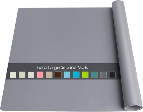 Extra Large Silicone Table Mat, Genuine Food-Grade Silicone Mat for Crafts Kids Dinner Placemat Desk Countertop Waterproof Protector Heat Insulation Kitchen Pastry Rolling Dough Pad (Dark Gray) in Kuwait