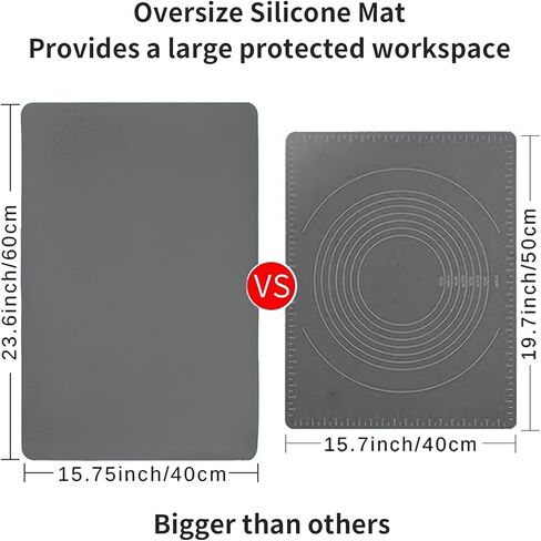 Extra Large Silicone Table Mat, Genuine Food-Grade Silicone Mat for Crafts Kids Dinner Placemat Desk Countertop Waterproof Protector Heat Insulation Kitchen Pastry Rolling Dough Pad (Dark Gray) in Kuwait