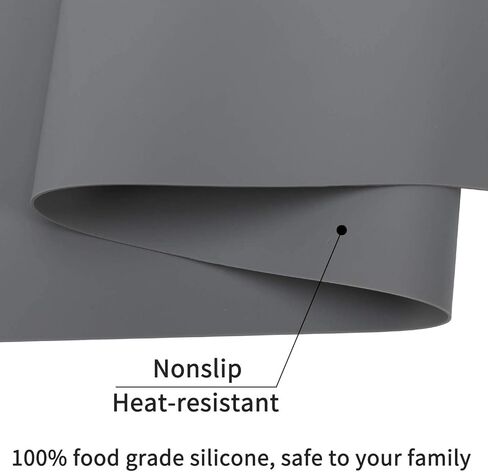 Extra Large Silicone Table Mat, Genuine Food-Grade Silicone Mat for Crafts Kids Dinner Placemat Desk Countertop Waterproof Protector Heat Insulation Kitchen Pastry Rolling Dough Pad (Dark Gray) in Kuwait
