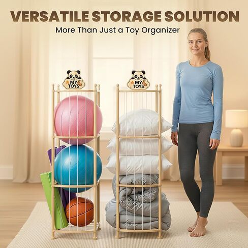 Stuffed Animal Storage Organizer, Wooden Plush Storage Tower with Elastic Cords, Space-Saving Stuffed Animal Zoo for Kids Bedroom, Playroom & Nursery, Solid Pine, 15.7 x 15.7 x 53.5 in in Kuwait