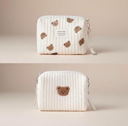 Baby Diaper Bag, Set of 3 (DUFFEL BAG + POUCH 1 BEAR + POUCH FULL BEARS) - Cream in Kuwait