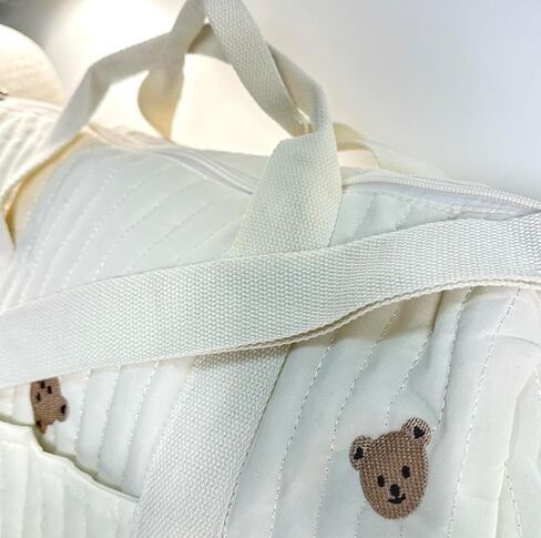 Baby Diaper Bag, Set of 3 (DUFFEL BAG + TRAVEL BAG + POUCH FULL BEARS) - Cream in Kuwait