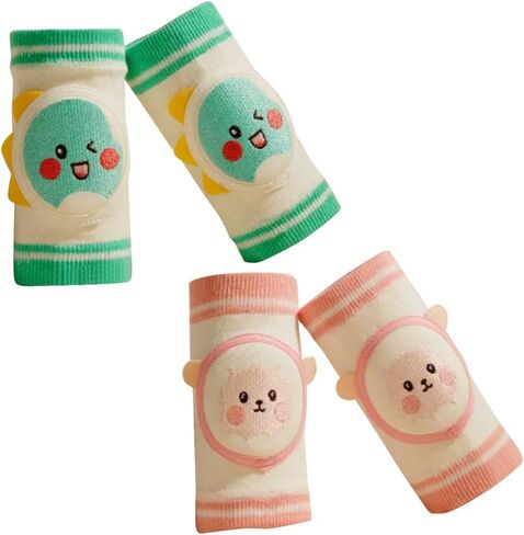 Reidio 2 Pairs Leg Sleeves Baby Knee Pads for Crawling Breathable Cotton Crawling Knee Pads Knee Protector with Sponge Pad in Kuwait