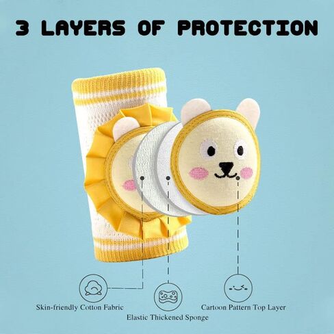 Reidio 2 Pairs Leg Sleeves Baby Knee Pads for Crawling Breathable Cotton Crawling Knee Pads Knee Protector with Sponge Pad in Saudi Arabia