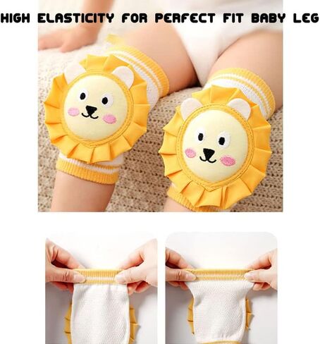 Reidio 2 Pairs Leg Sleeves Baby Knee Pads for Crawling Breathable Cotton Crawling Knee Pads Knee Protector with Sponge Pad in Saudi Arabia