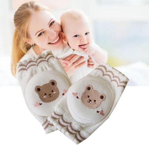Fafeicy Baby Knee Pads Premium Cotton Soft Comfortable Infant Knee Protector for Crawling Toddling Boys Girls (Bear) in Kuwait