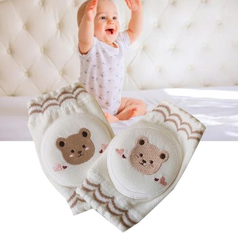Fafeicy Baby Knee Pads Premium Cotton Soft Comfortable Infant Knee Protector for Crawling Toddling Boys Girls (Bear) in Kuwait