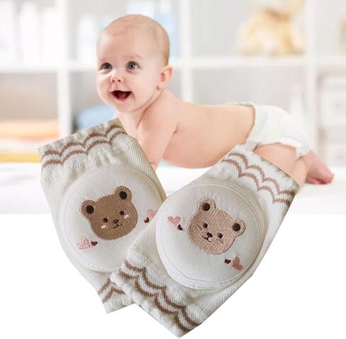 Fafeicy Baby Knee Pads Premium Cotton Soft Comfortable Infant Knee Protector for Crawling Toddling Boys Girls (Bear) in Kuwait