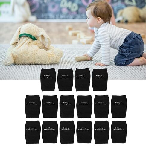 VBESTLIFE Crawling Baby Knee Pads,8 Pairs Crawling Baby Knee Pads Unisex Soft Cotton Safety Toddler Knee Protector (Black) in Kuwait