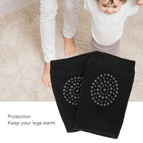 VBESTLIFE Crawling Baby Knee Pads,8 Pairs Crawling Baby Knee Pads Unisex Soft Cotton Safety Toddler Knee Protector (Black) in Kuwait