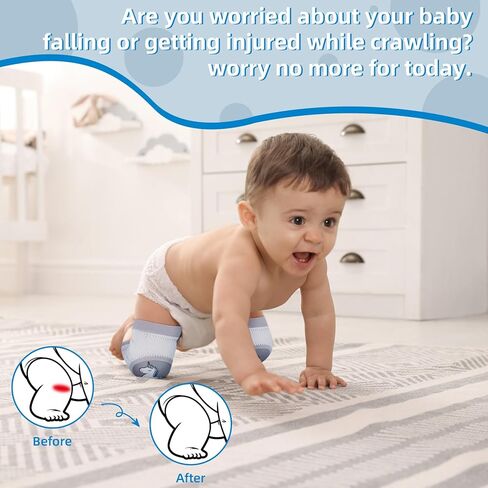 2 Pairs Baby Knee Pads for Crawling, Anti-Slip Soft Cushion Breathable Elastic Knee Protectors for Toddlers, Leg Protector Accessories for Toddlers Infant Baby Boys Girls (Unicorn& Rabbit in Kuwait