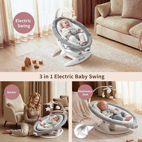 Baby Swing, 3-in-1 Baby Swings for Infants with Motion Detection & Vibration Soother, 360° Rotating Electric Baby Swings with 5 Speeds & 3 Swing Modes, Infant Swing for Baby with 12 Preset Melodies in Kuwait