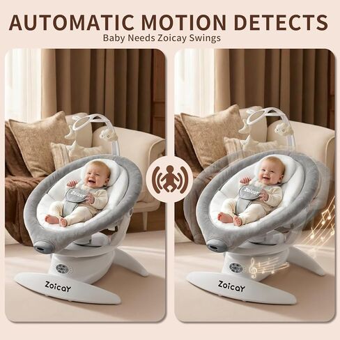 Baby Swing, 3-in-1 Baby Swings for Infants with Motion Detection & Vibration Soother, 360° Rotating Electric Baby Swings with 5 Speeds & 3 Swing Modes, Infant Swing for Baby with 12 Preset Melodies in Kuwait