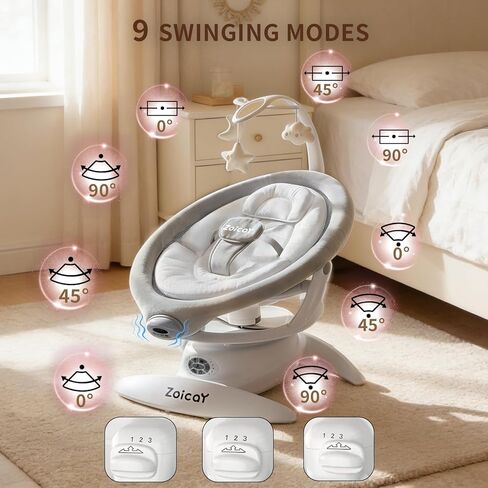 Baby Swing, 3-in-1 Baby Swings for Infants with Motion Detection & Vibration Soother, 360° Rotating Electric Baby Swings with 5 Speeds & 3 Swing Modes, Infant Swing for Baby with 12 Preset Melodies in Kuwait