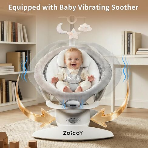 Baby Swing, 3-in-1 Baby Swings for Infants with Motion Detection & Vibration Soother, 360° Rotating Electric Baby Swings with 5 Speeds & 3 Swing Modes, Infant Swing for Baby with 12 Preset Melodies in Kuwait