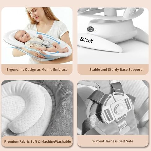 Baby Swing, 3-in-1 Baby Swings for Infants with Motion Detection & Vibration Soother, 360° Rotating Electric Baby Swings with 5 Speeds & 3 Swing Modes, Infant Swing for Baby with 12 Preset Melodies in Kuwait