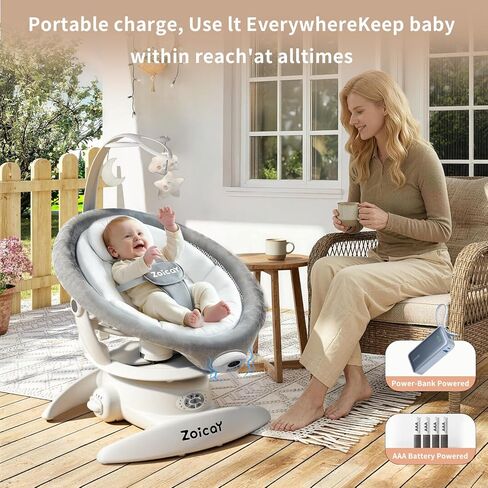 Baby Swing, 3-in-1 Baby Swings for Infants with Motion Detection & Vibration Soother, 360° Rotating Electric Baby Swings with 5 Speeds & 3 Swing Modes, Infant Swing for Baby with 12 Preset Melodies in Kuwait