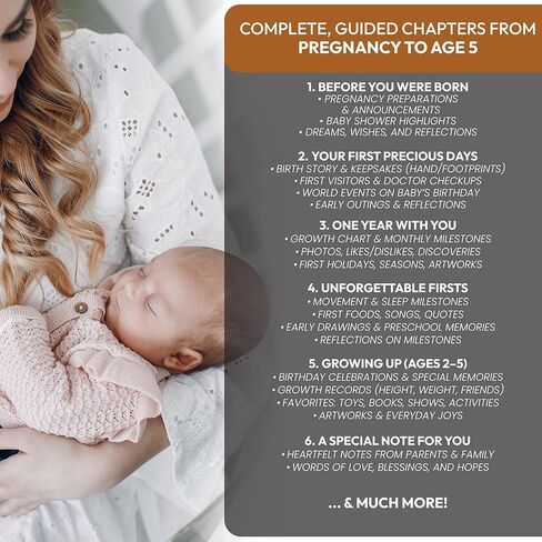 كتاب ذاكرة الأطفال Keepsake للأولاد والبنات - مجلة كتاب الطفل لأول 5 سنوات مع ألبوم صور - مجموعة سجل القصاصات للمعالم الرئيسية، هدايا محايدة للجنسين in Kuwait