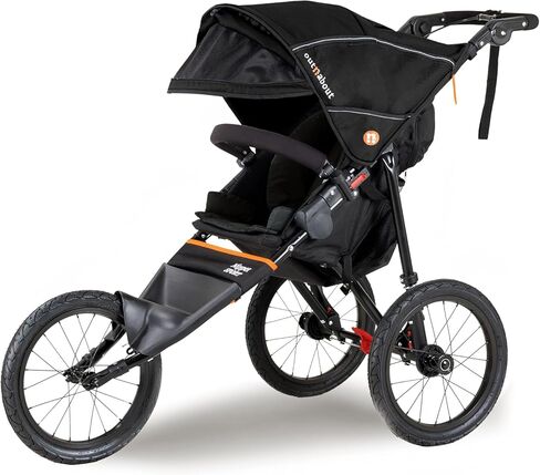 Out’n’About Nipper Sport Jogging Stroller | Lightweight All-Terrain 3-Wheel Stroller | Rain Cover Included | 16" Air-Filled Tires, Suspension, Handlebar Brake | Newborn to 4 Years | Summit Black in Kuwait